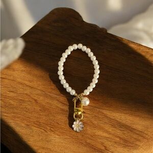 Gold Pearl Flower Keychain & Bag Charm
